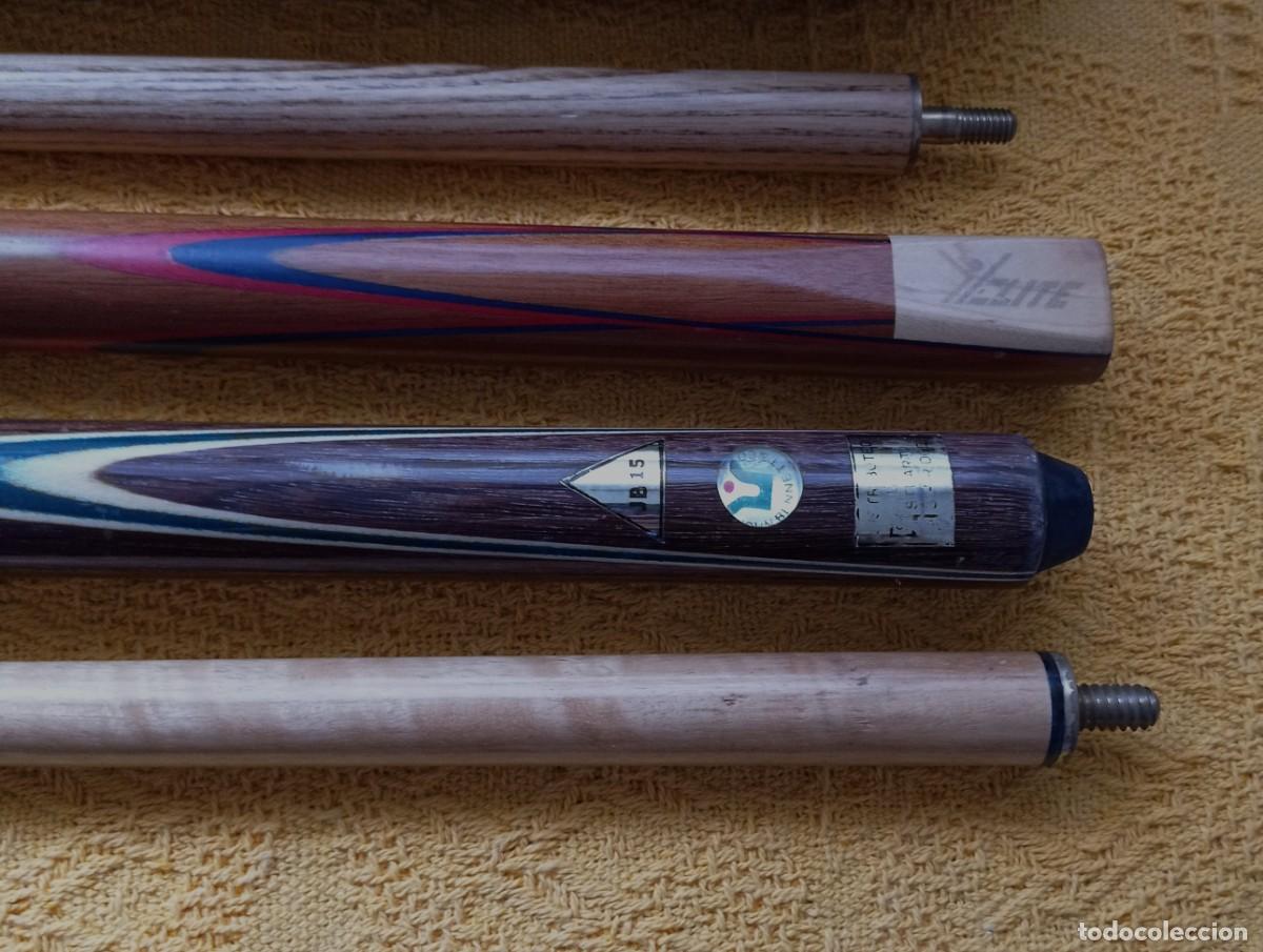 Antig&uuml;edades: PAREJA DE PALOS DE BILLAR DESMONTABLES - JB15 Y ELITE - DOS PIEZAS A ROSCA .