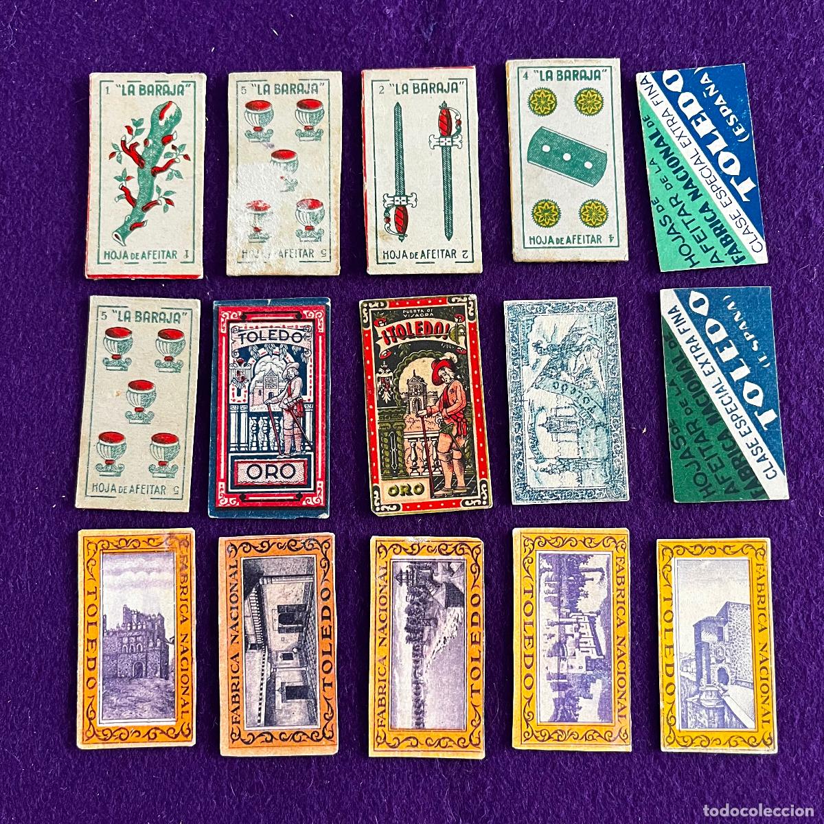 Antig&uuml;edades: 15 ANVERSOS, TAPAS, CARATULAS DE HOJAS CUCHILLAS DE AFEITAR DIFERENTES. LA BARAJA Y TOLEDO.
