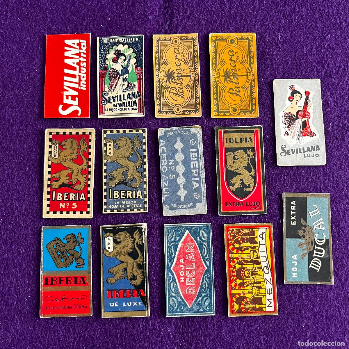 Antig&uuml;edades: 14 ANVERSOS, TAPAS, CARATULAS DE HOJAS CUCHILLAS DE AFEITAR DIFERENTES.