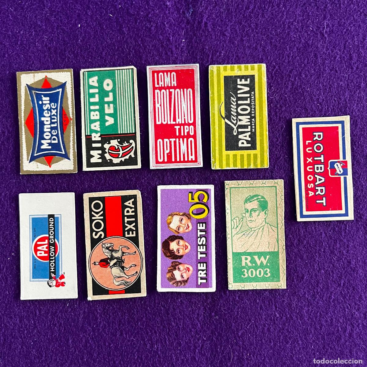 Antig&uuml;edades: 9 ANVERSOS, TAPAS, CARATULAS DE HOJAS CUCHILLAS DE AFEITAR DIFERENTES.