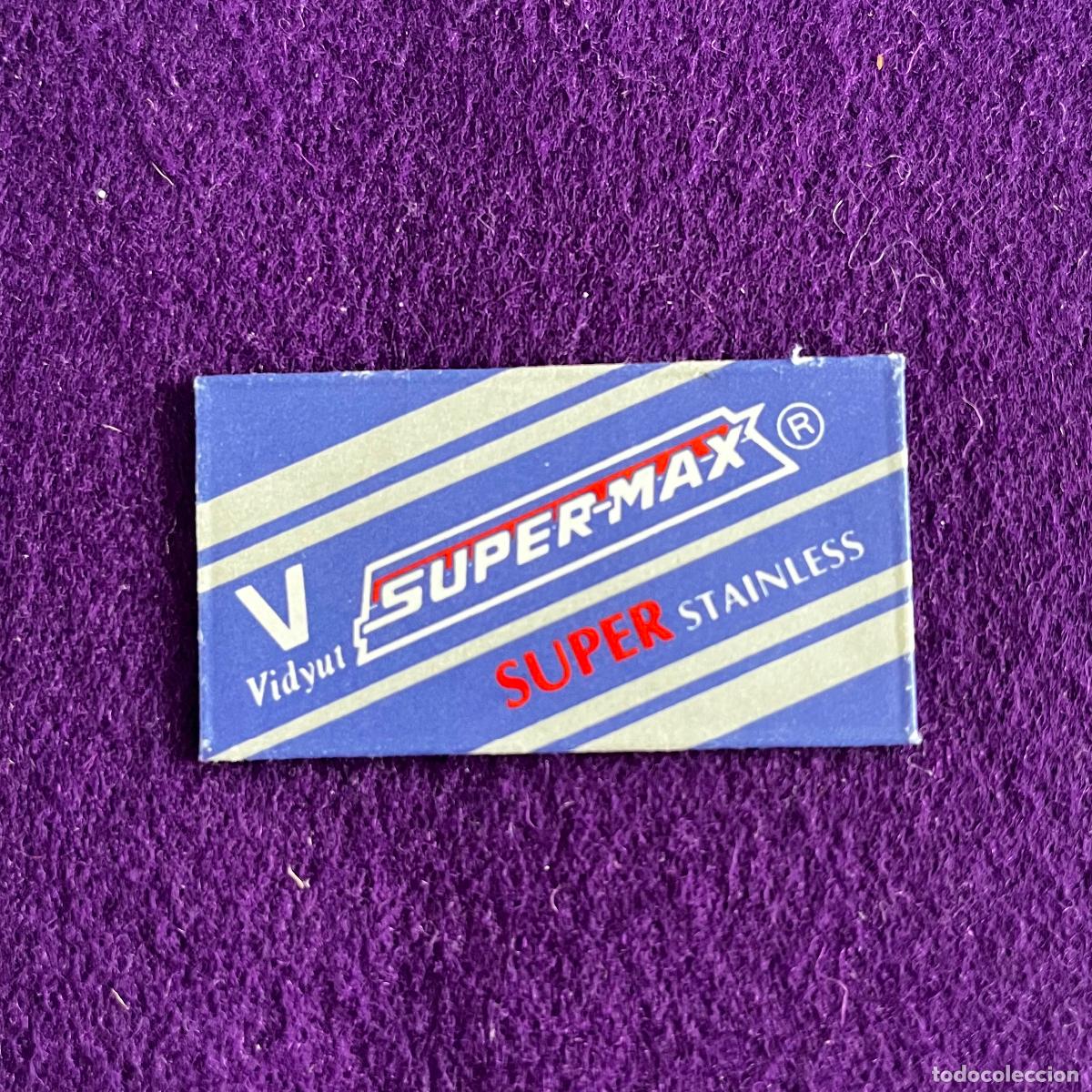 Antig&uuml;edades: FUNDA Y HOJA DE CUCHILLA DE AFEITAR. SUPER-MAX. - Foto 1