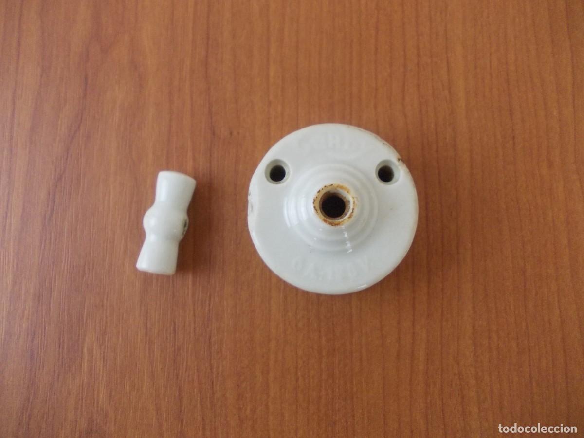 Antig&uuml;edades: Interruptor cer&aacute;mico antiguo mecanismo el&eacute;ctrico 6A 125V pieza vintage con llave restaurar