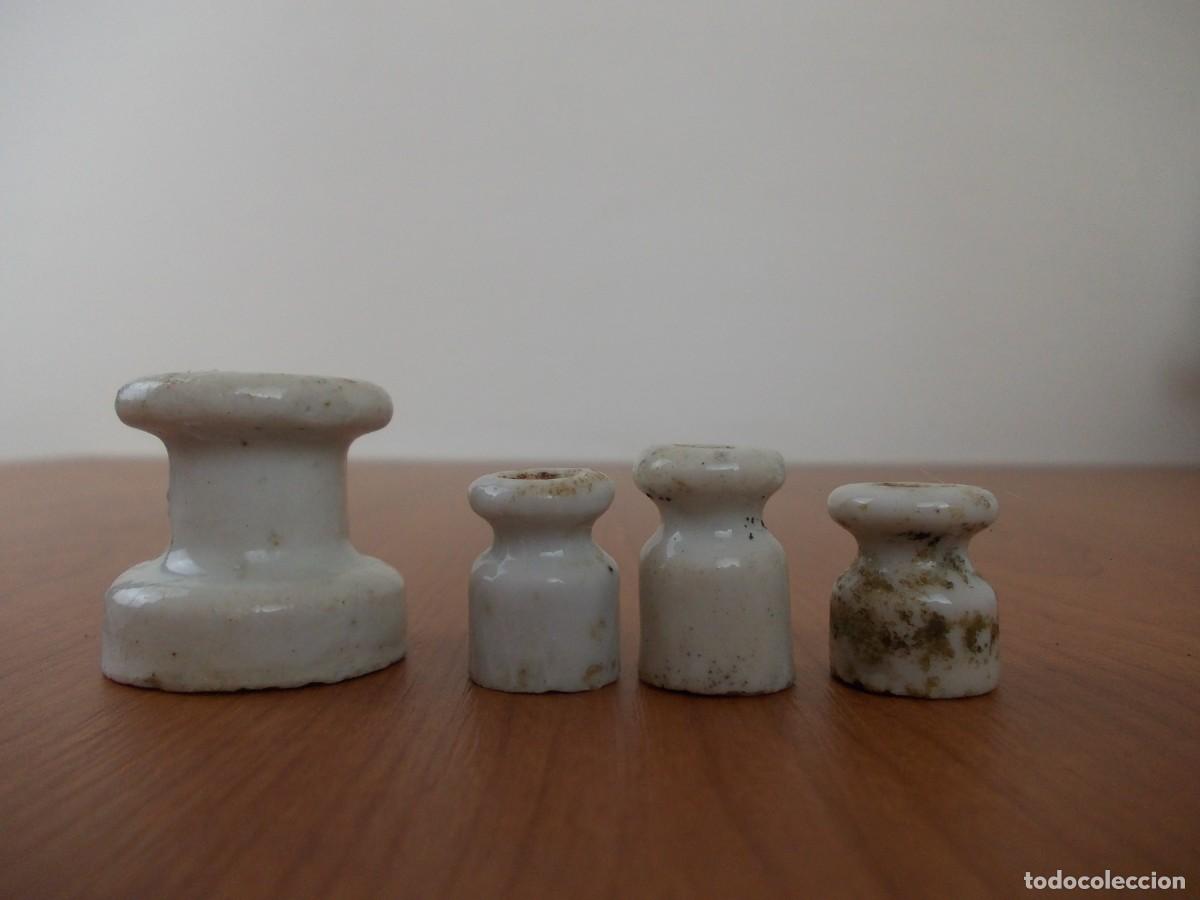 Antiques: Aisladores el&eacute;ctricos de cer&aacute;mica lote de 4 tecnolog&iacute;a hist&oacute;rica