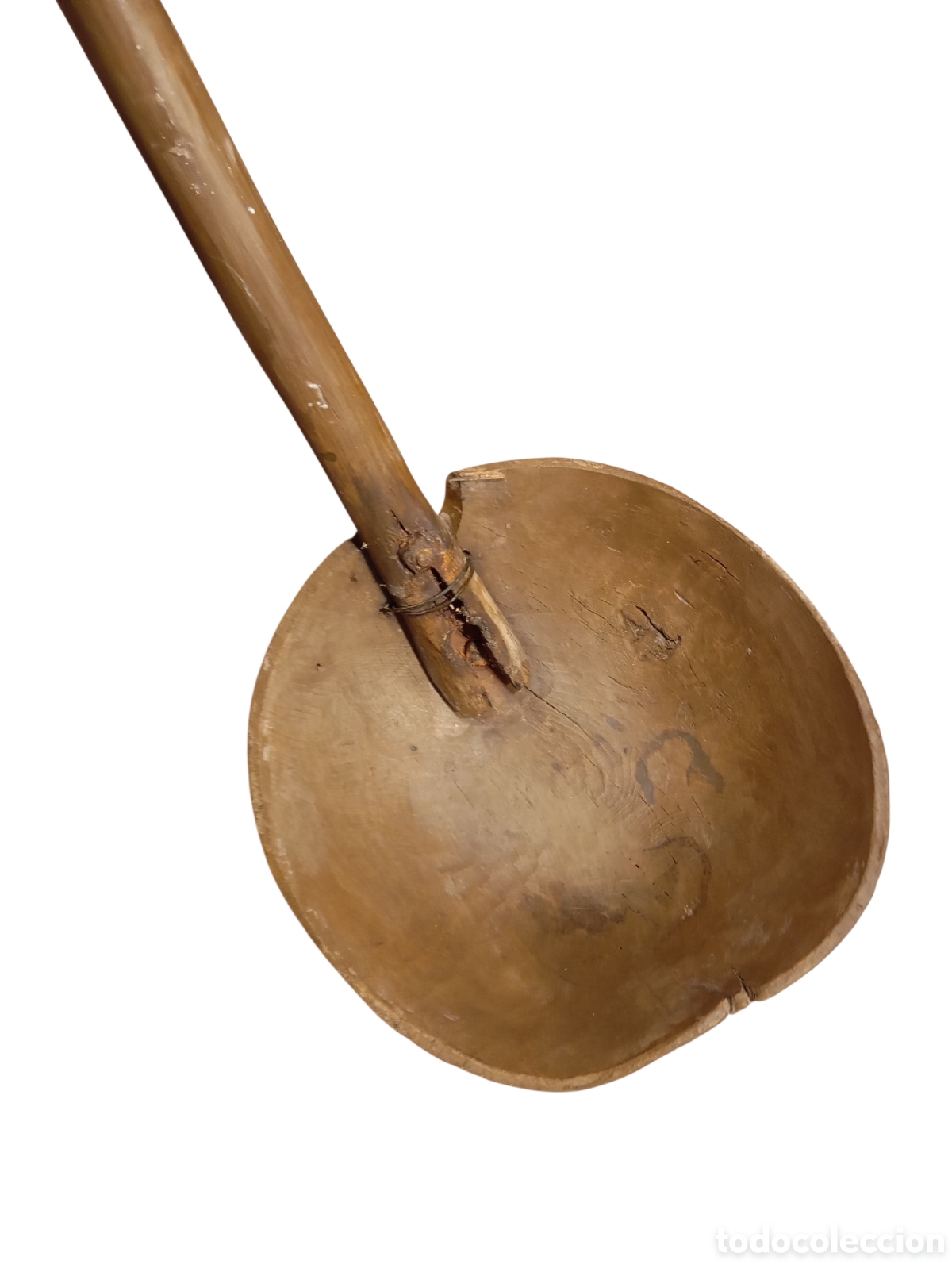 Antiques: ANTIGUA PALA CUCHARON MADERA S. XIX TINTORERIA TALLADA 200 cm ETNOGRAFIA TEXTIL PAIS VASCO