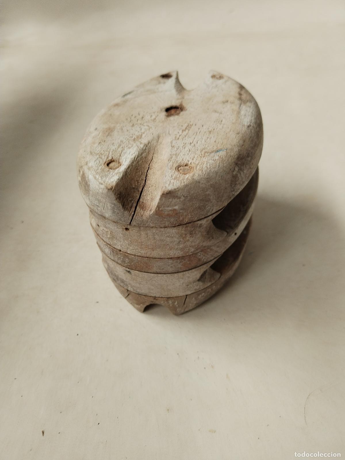 Antig&uuml;edades: antigua polea doble de madera - c188 - Foto 3
