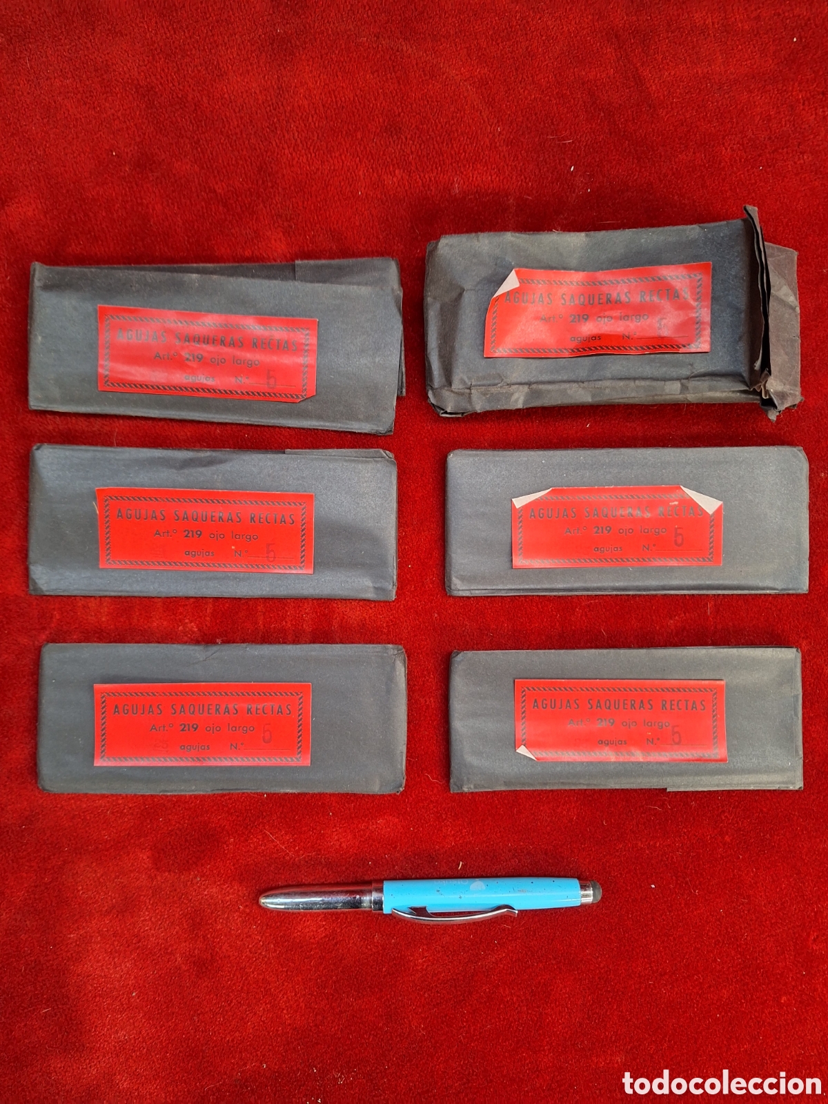 Antig&uuml;edades: Lote de 6 antiguos sobres con 25 agujas saqueras rectas!