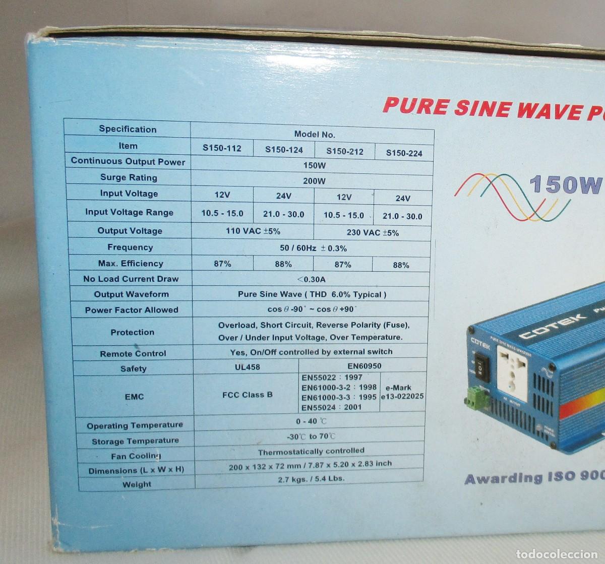 Antig&uuml;edades: INVERSOR DE ONDA SENOIDAL COTEK S150. A 150 W. - Foto 5