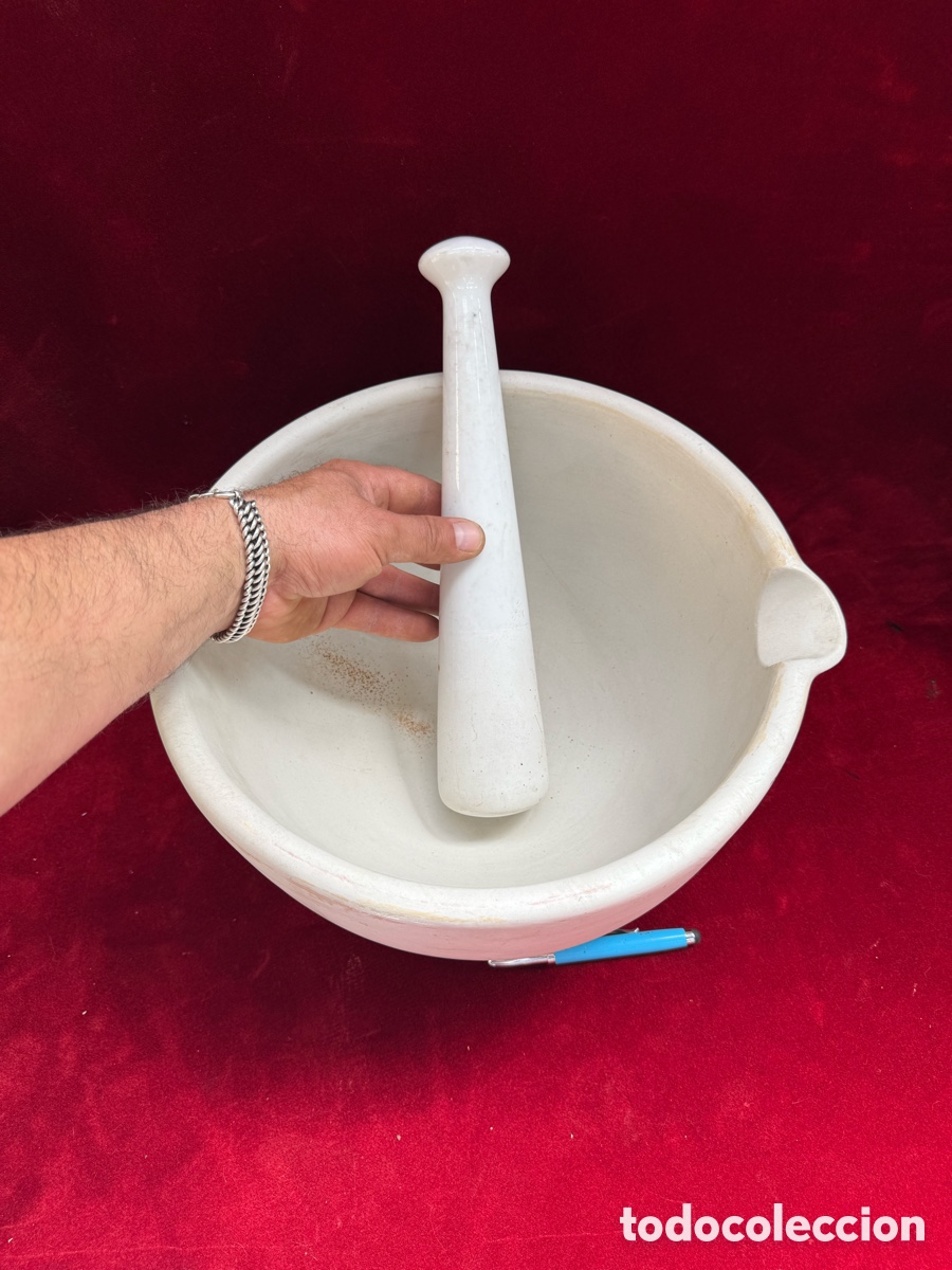 Antig&uuml;edades: Enorme mortero de Farmacia,Siglo XIX,+11 kg peso!