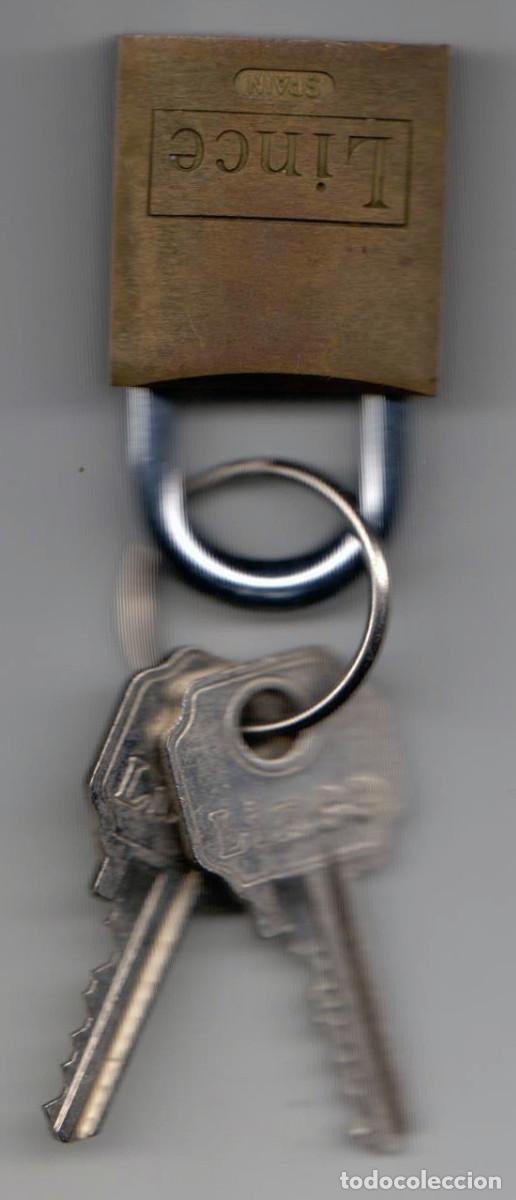 Oggetti Antichi: CANDADO LINCE CON SUS LLAVES - MADE IN SPAIN - MUY BUEN ESTADO