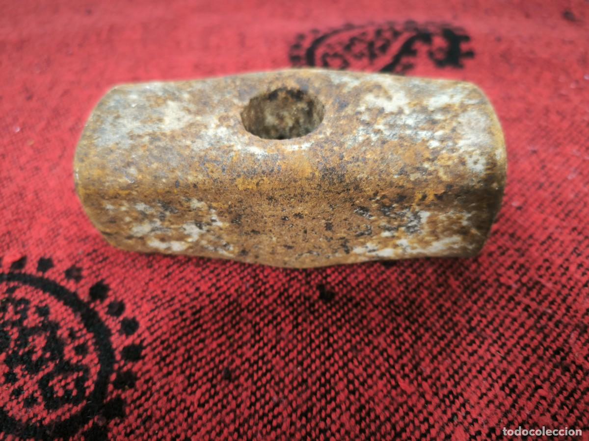 Antig&uuml;edades: Cabeza De Martillo Antigua De Hierro 13 Cm &ndash; Herramienta Tradicional Con P&aacute;tina Original