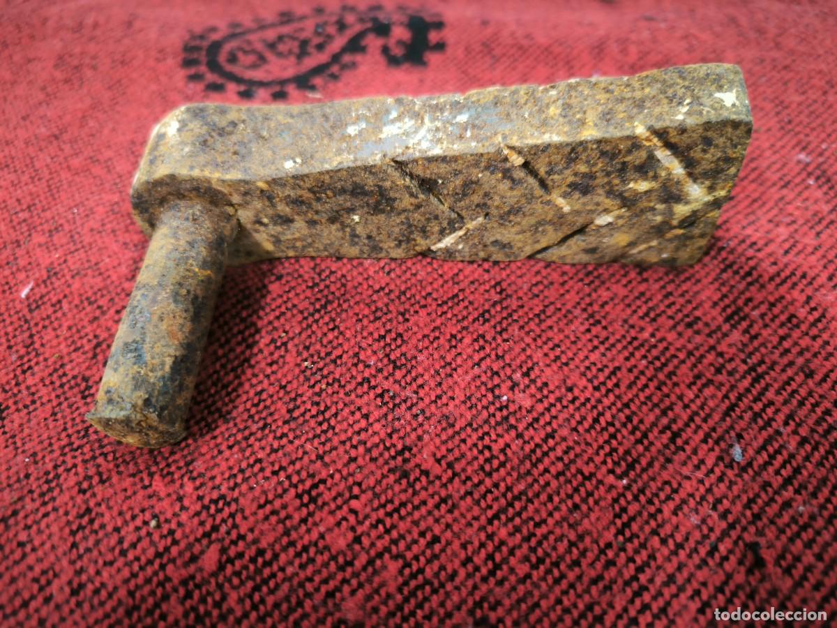 Antiguidades: Pieza De Bisagra Antigua Hierro Forjado 14 Cm &ndash; Herraje Rural Tradicional