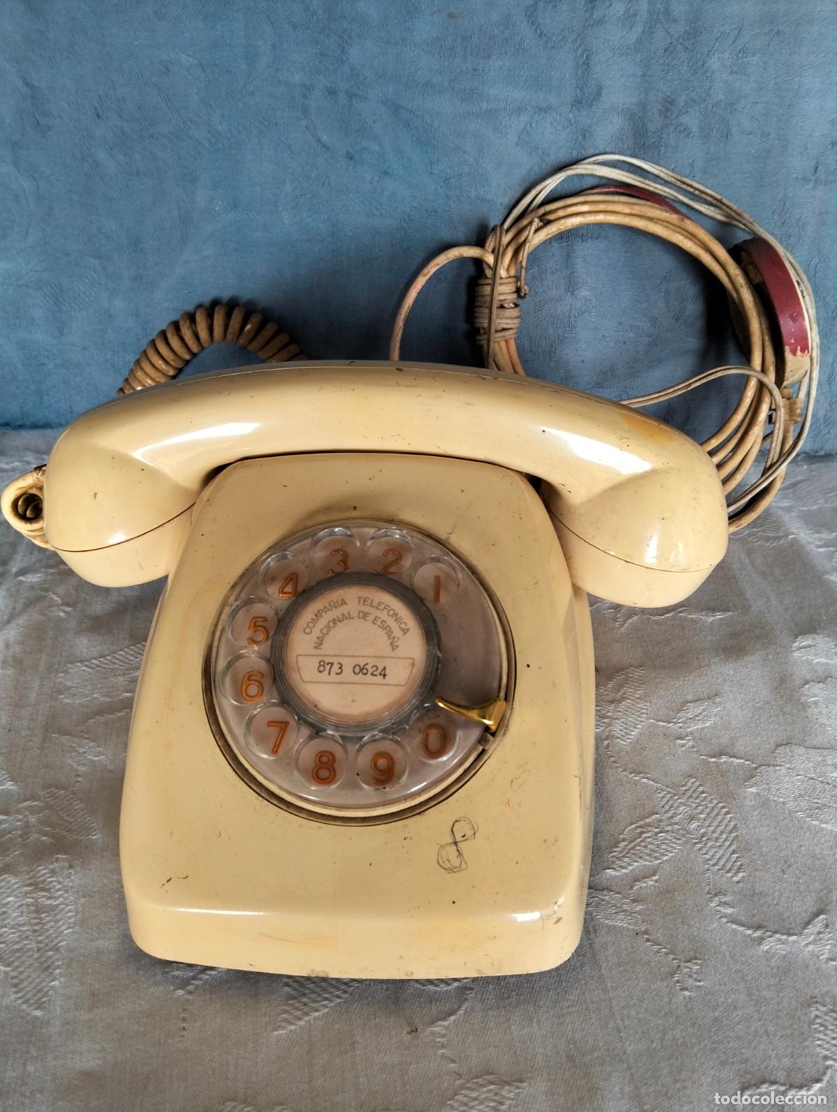 Telefones: Tel&eacute;fono de ruleta fijo rueda antiguo blanco beige ctne Citesa standard electrica 52900-noa-n a&ntilde;os60