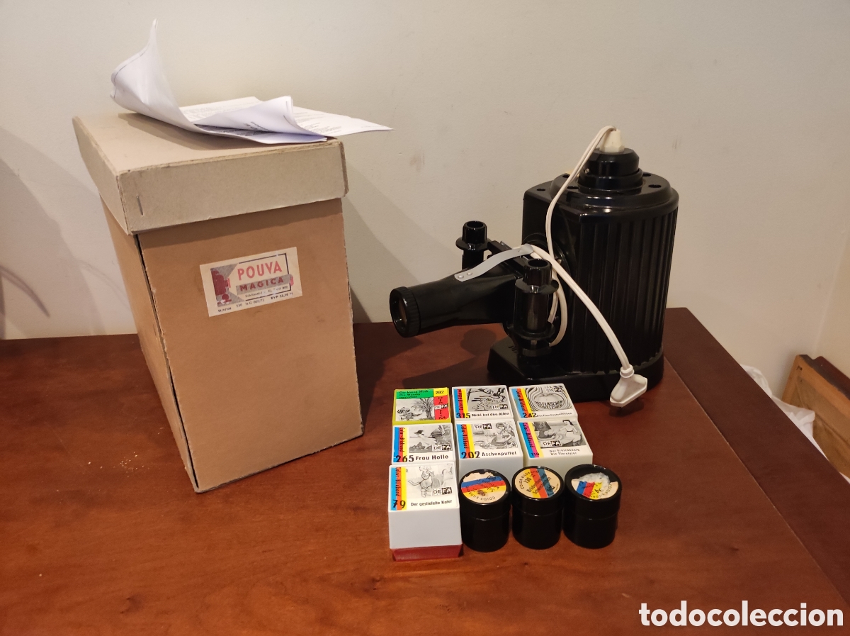 Antiques: Linterna Magica Pouva mas 10 pel&iacute;culas - Cine antiguo - Magic Lantern a&ntilde;os 50 en su caja como nueva