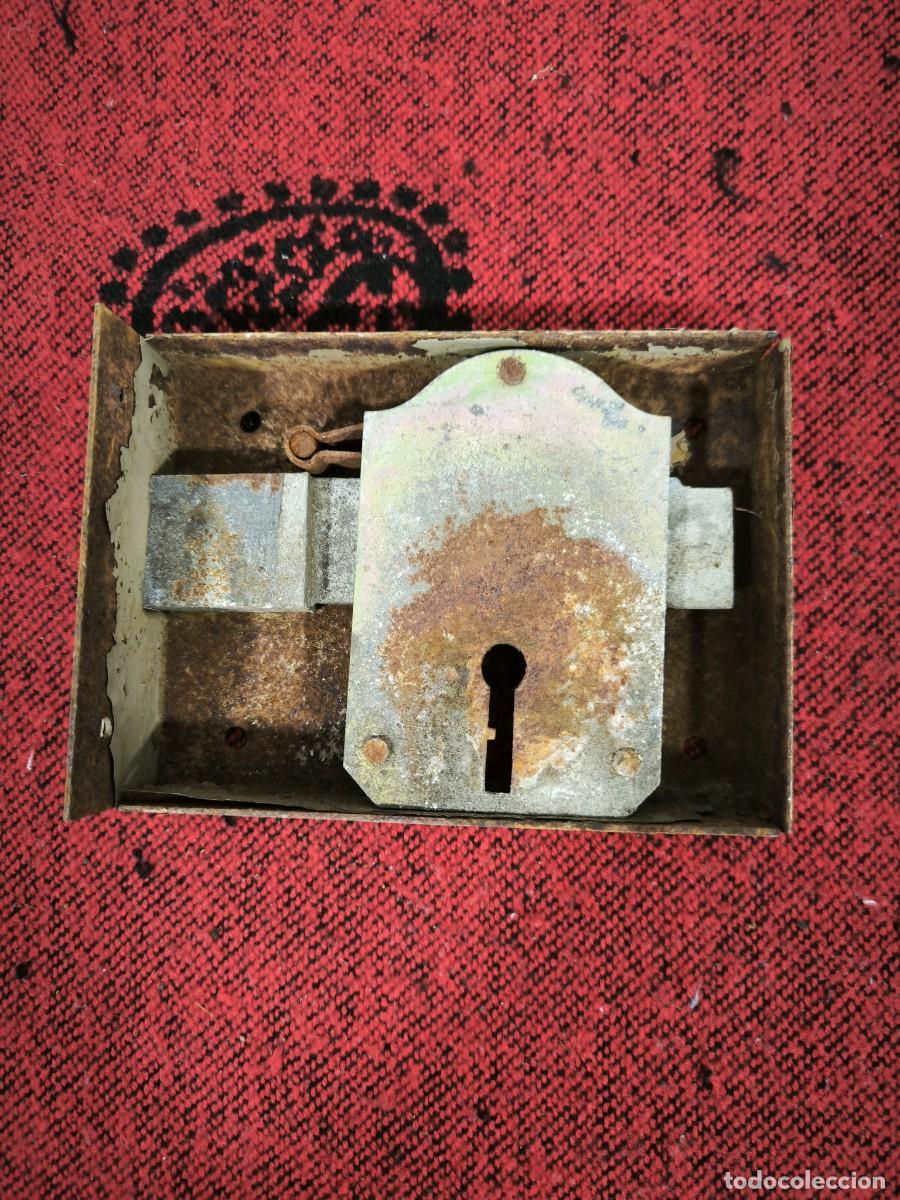 Antiques: Antigua Cerradura De Sobreponer 14 Cm &ndash; Mecanismo Original Vintage Con Llave Cl&aacute;sica