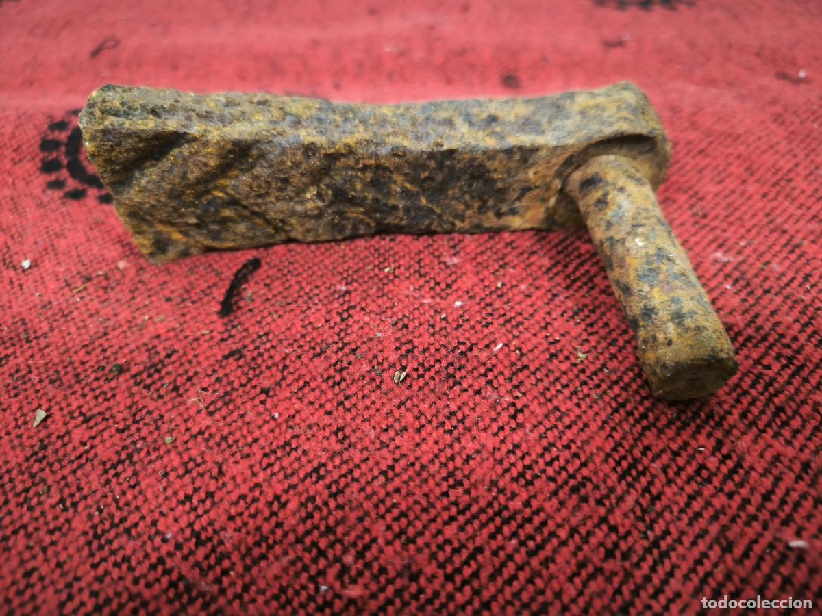 Antiguidades: Pieza De Bisagra Antigua Hierro Forjado 14 Cm &ndash; Herraje Rural Tradicional