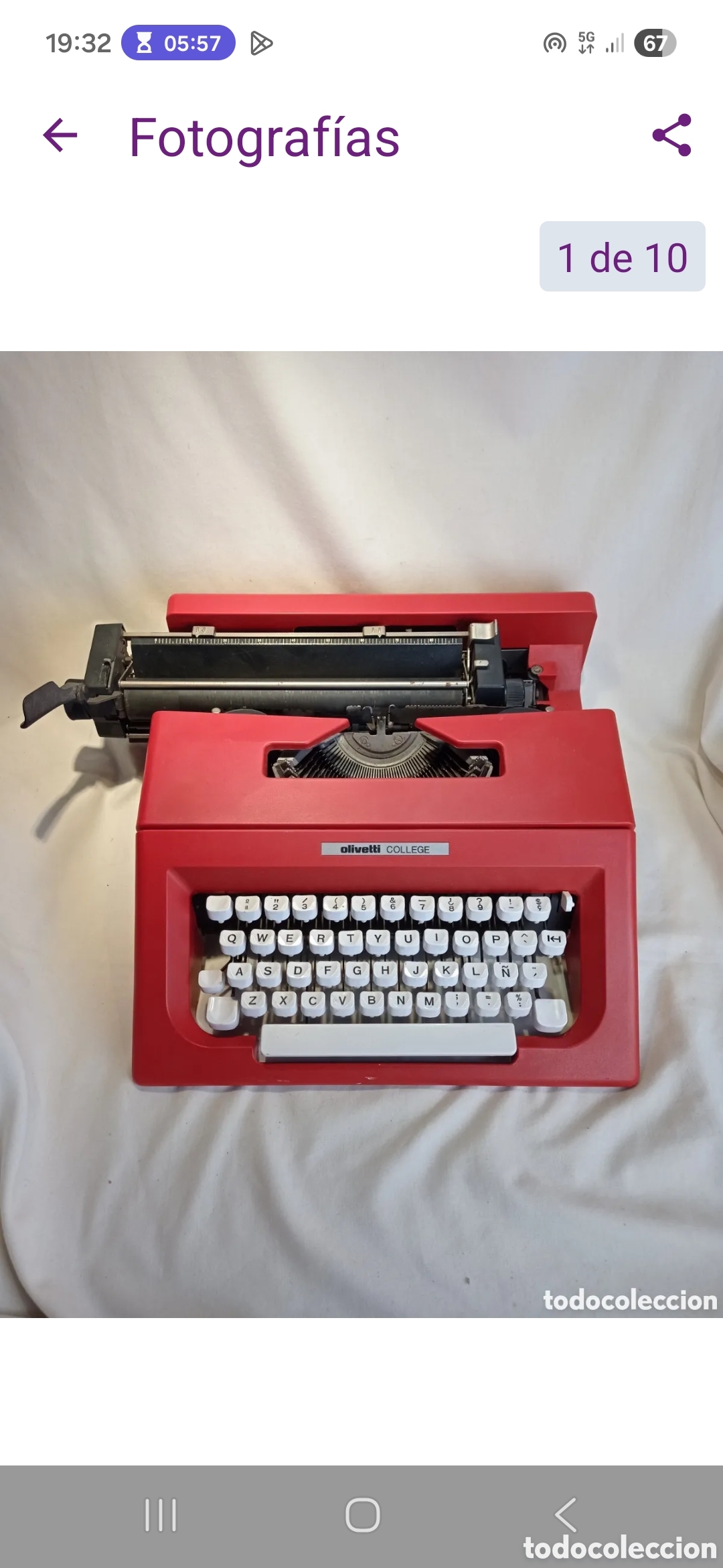 Antig&uuml;edades: M&Aacute;QUINA DE ESCRIBIR OLIVETTI COLLEGE PARA EXPOSICI&Oacute;N. RESERVADA