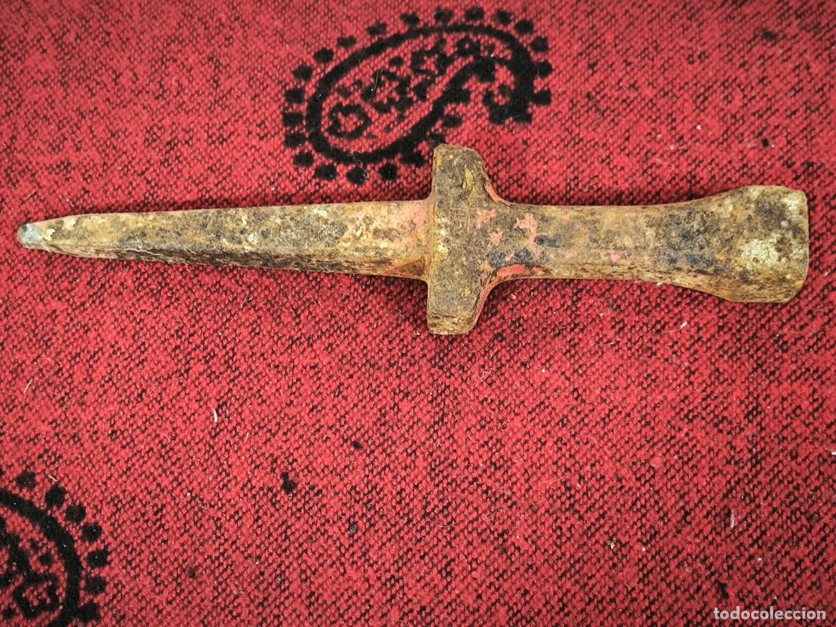 Antig&uuml;edades: Herramienta Antigua Hierro Forjado 25 Cm &ndash; &Uacute;til Tradicional Principios Siglo XX