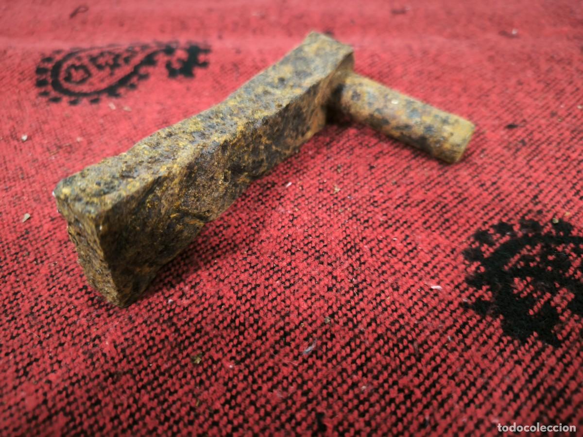 Antiguidades: Pieza De Bisagra Antigua Hierro Forjado 14 Cm &ndash; Herraje Rural Tradicional
