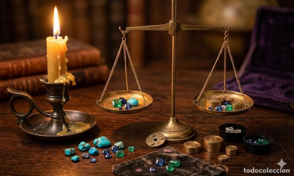 Antig&uuml;edades: Antigua balanza de precisi&oacute;n port&aacute;til, siglo XIX.