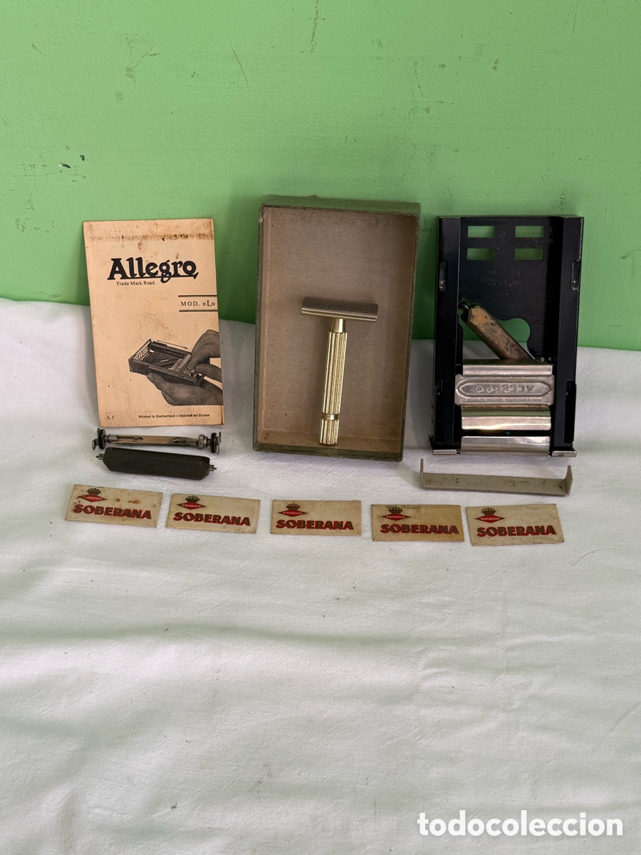 Antig&uuml;edades: M&aacute;quina Afiladora Allegro Suiza Mod L Completa Caja Original Manual Accesorios Vintage
