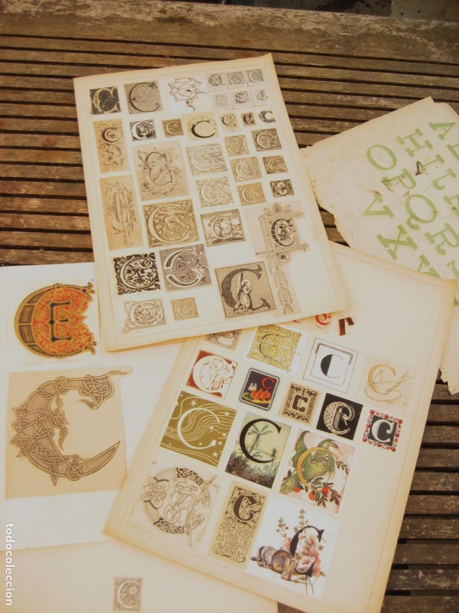 Antig&uuml;edades: antiguos recortes abecedario tipos de tipografia letra C unos 70 modelos diferentes