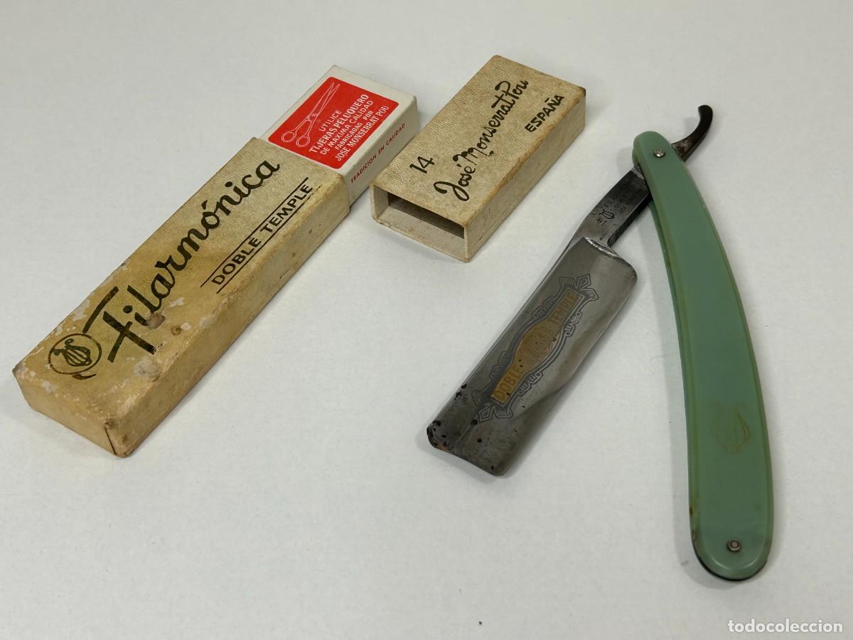 Antig&uuml;edades: NAVAJA DE AFEITAR FILARM&Oacute;NICA DOBLE TEMPLE 14&rdquo; JOSE MONSERRAT POU N&ordm;2
