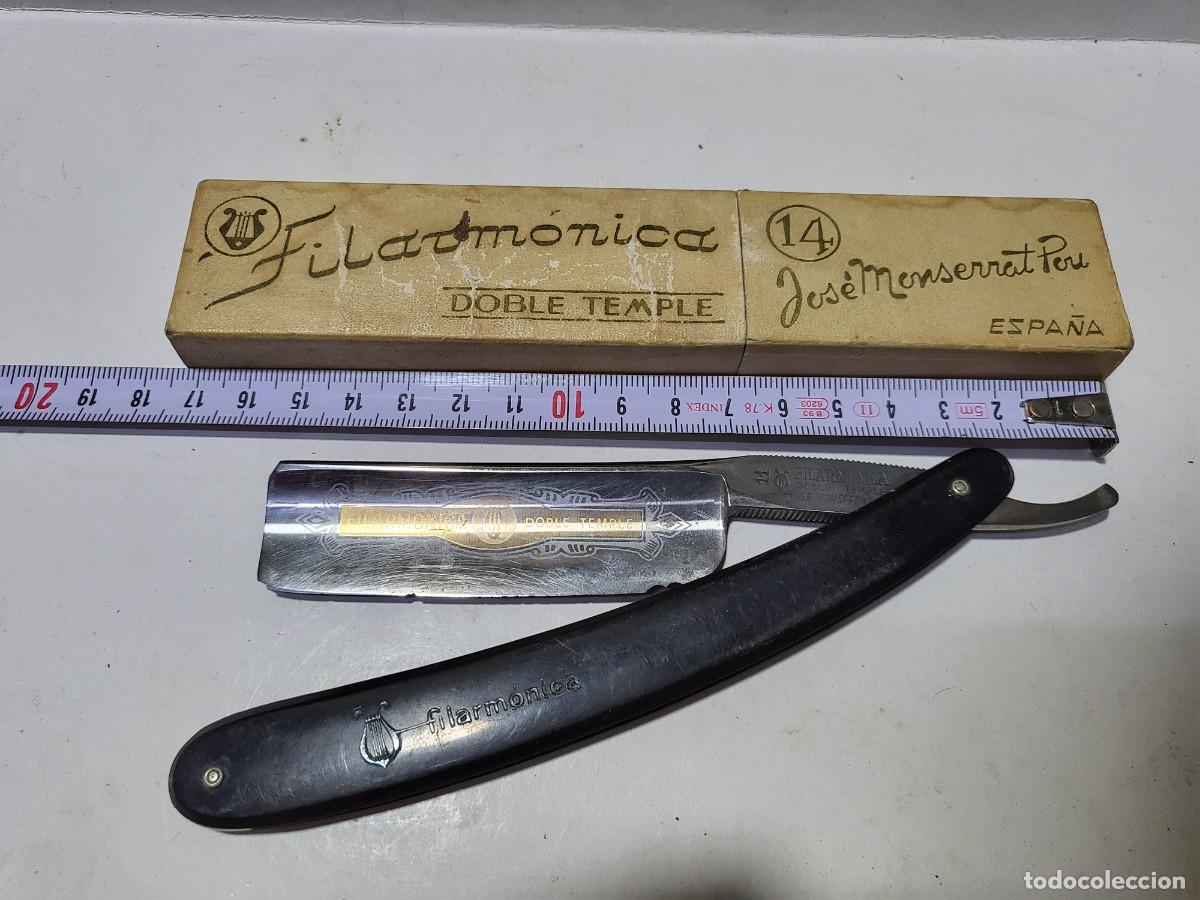 Antig&uuml;edades: NAVAJA RAZOR RASOIR AFEITAR FILARMONICA JOSE MONSERRAT POU Doble temple 14