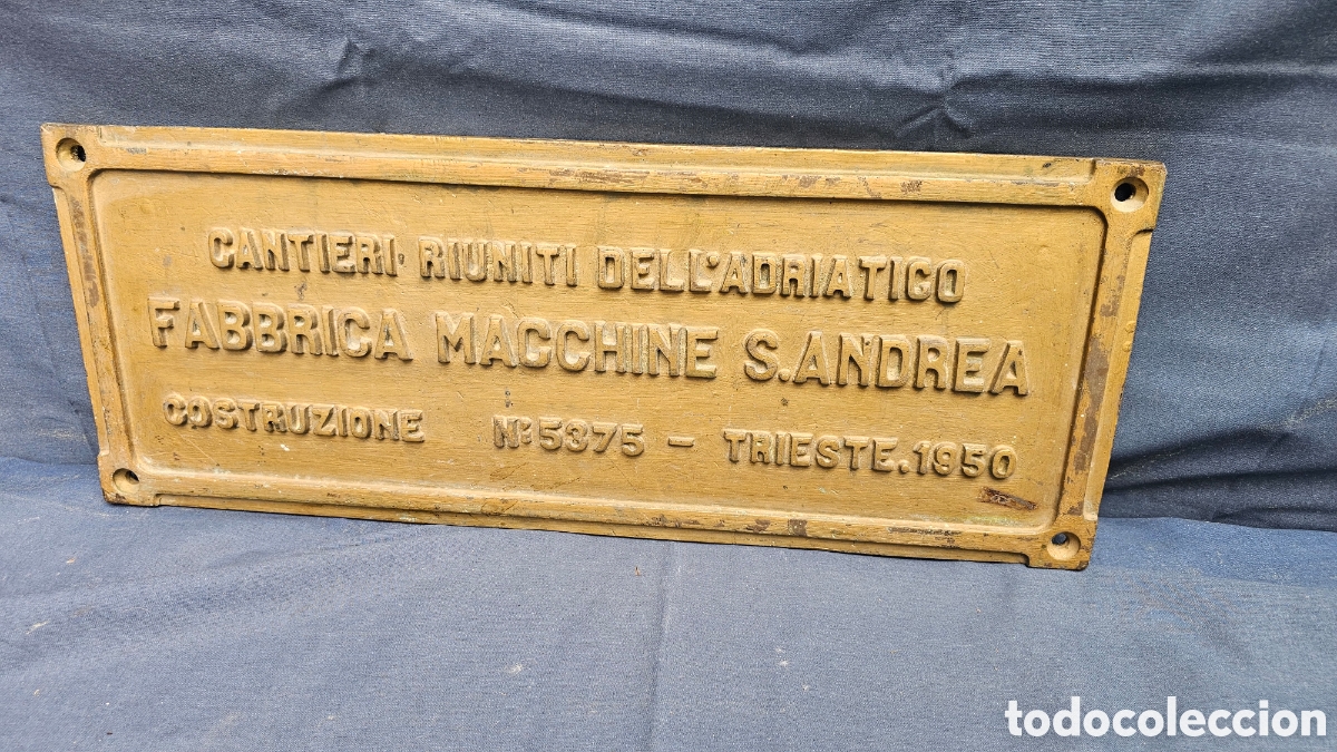 Antig&uuml;edades: Antigua placa grande de bronce n&aacute;utica