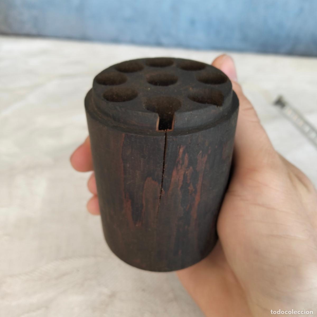 Antiques: Caja estuche de madera torneada para guardar punzones de letras o n&uacute;meros repuesto a&ntilde;os 40-50