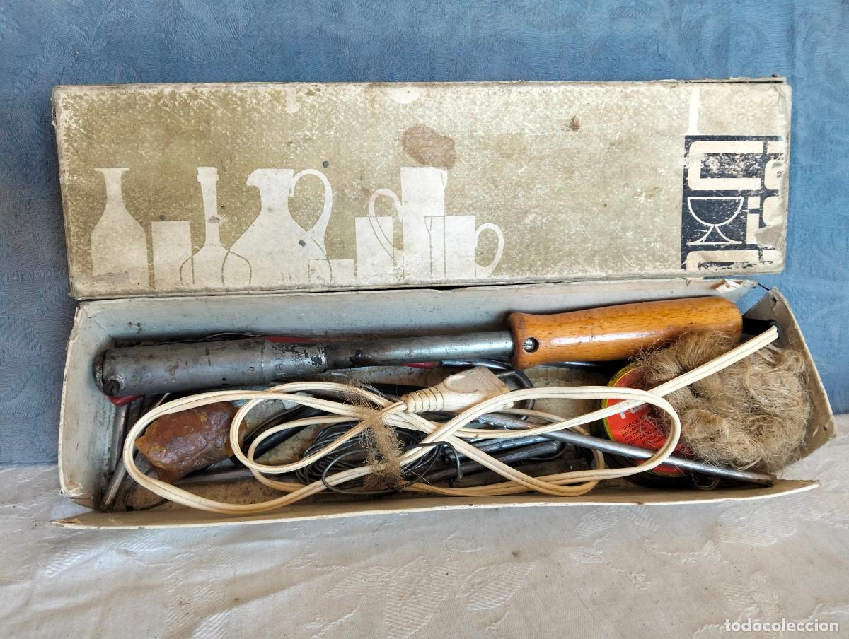 Antig&uuml;edades: Soldador de esta&ntilde;o el&eacute;ctrico con esta&ntilde;o de los a&ntilde;os 60-70