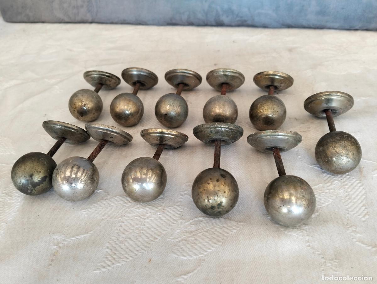 Antiques: Lote 11 tiradores met&aacute;licos metal niquelado para cajones o puertas estilo industrial a&ntilde;os 40-50