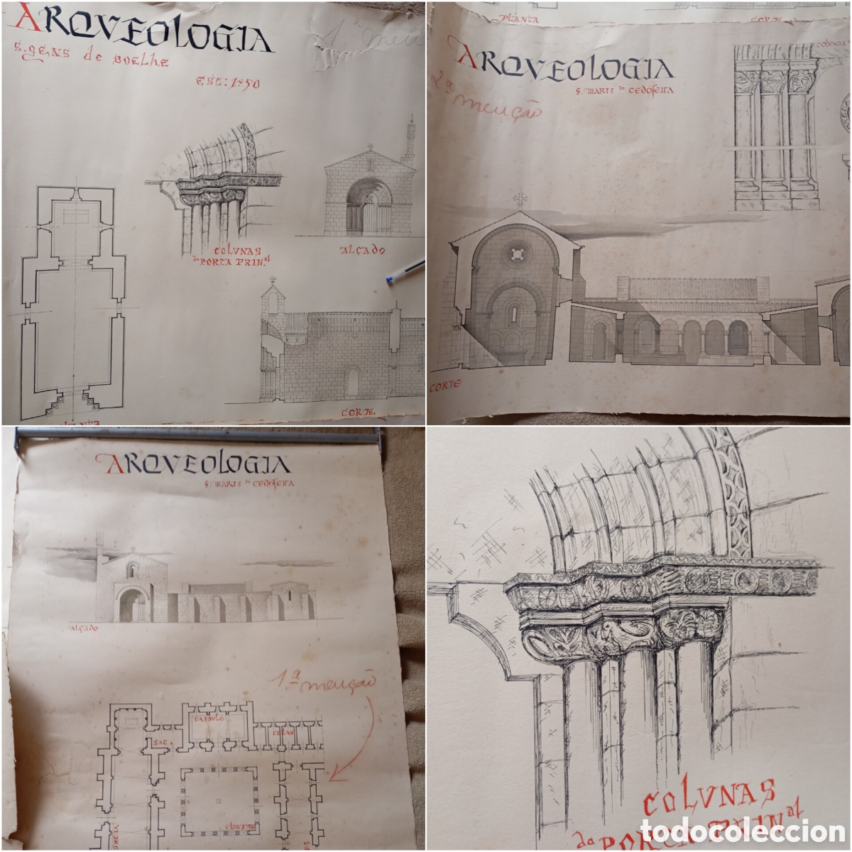Antig&uuml;edades: Arqueolog&iacute;a Rom&aacute;nico Portugu&eacute;s Cedofeita y Boelhe Carvalho Almeida L&aacute;minas Originales Arquitectura