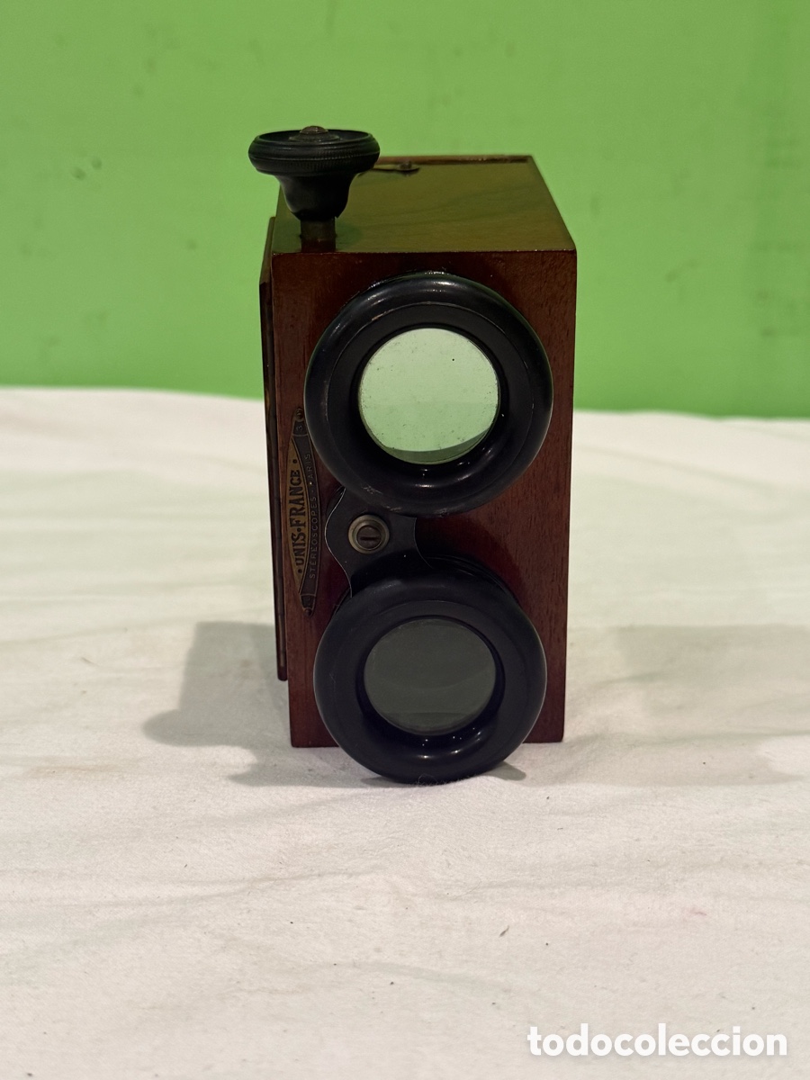 Antig&uuml;edades: Antiguo estereoscopio Unis France c1900 visor estereosc&oacute;pico madera original con caja