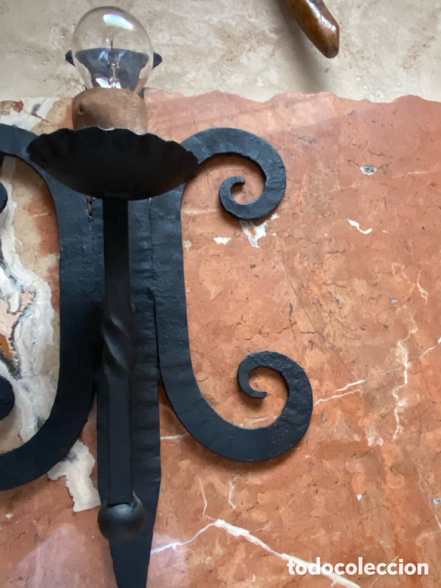 Antig&uuml;edades: Dos Apliques de forja para iluminaci&oacute;n - Foto 4