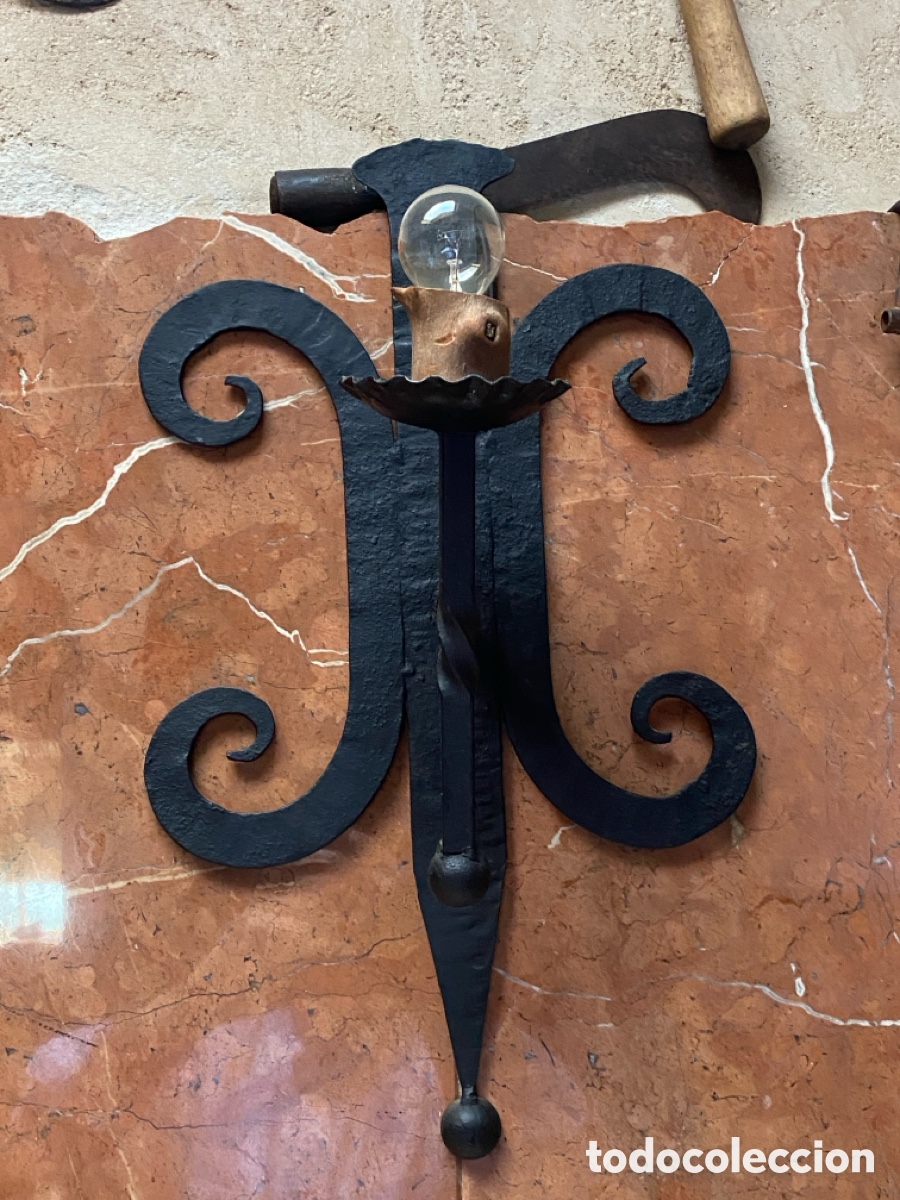 Antig&uuml;edades: Dos Apliques de forja para iluminaci&oacute;n - Foto 15