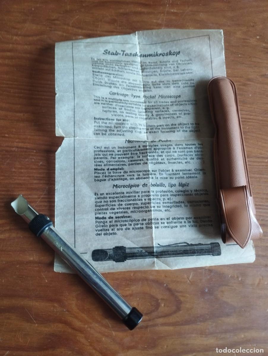 Antig&uuml;edades: microscopio de bolsillo tipo l&aacute;piz (tambi&eacute;n conocido como microscopio de pluma o de estilete)
