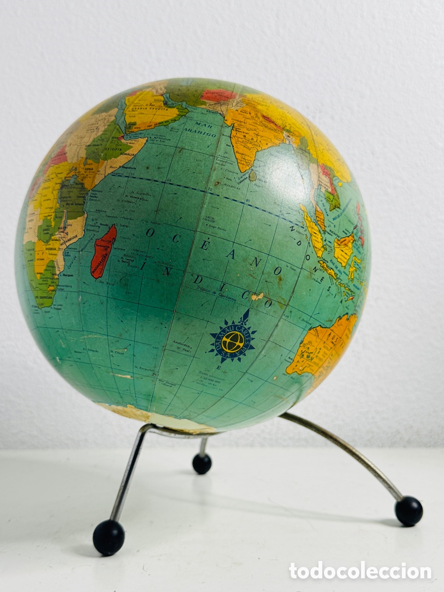 Antig&uuml;edades: Globo terr&aacute;queo Carles Dalmau Pla Antiguo 1970s Di&aacute;metro 23 cm