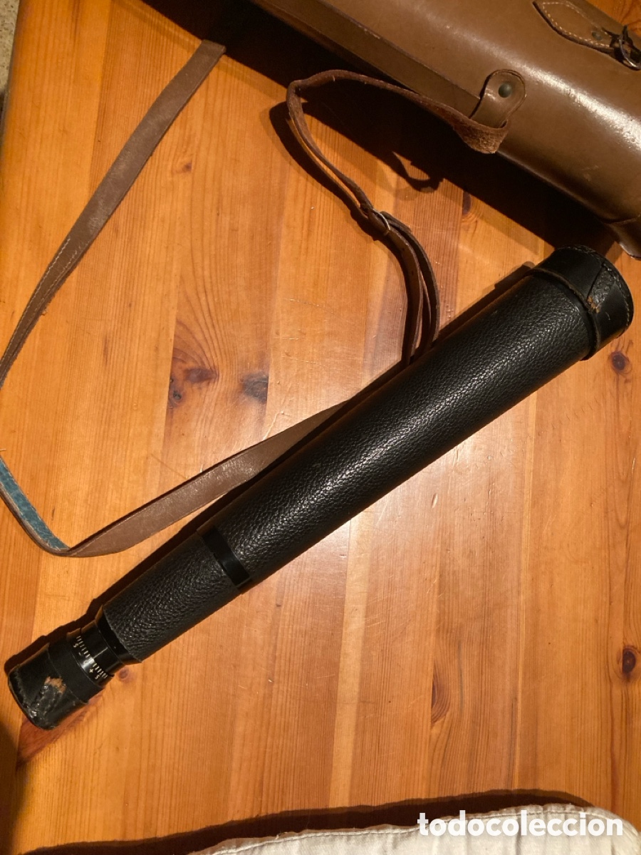 Antig&uuml;edades: Catalejo de campo con tr&iacute;pode y funda de transporte. pre-Zeiss