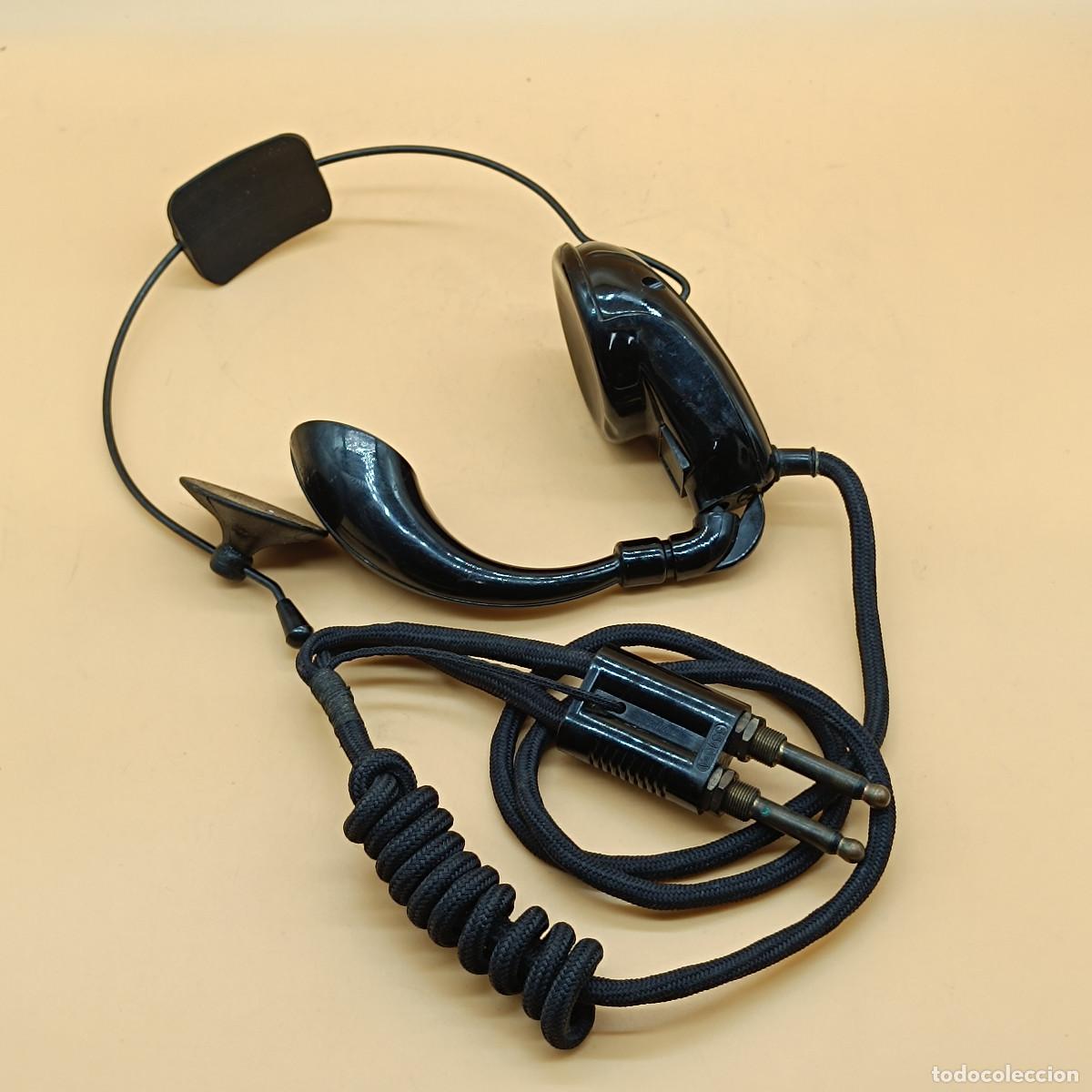 Tel&eacute;fonos: AURICULAR Y MICROFONO PARA TELEFONISTA OPERADORA DE CENTRALITA. BAQUELITA A&Ntilde;OS 40.