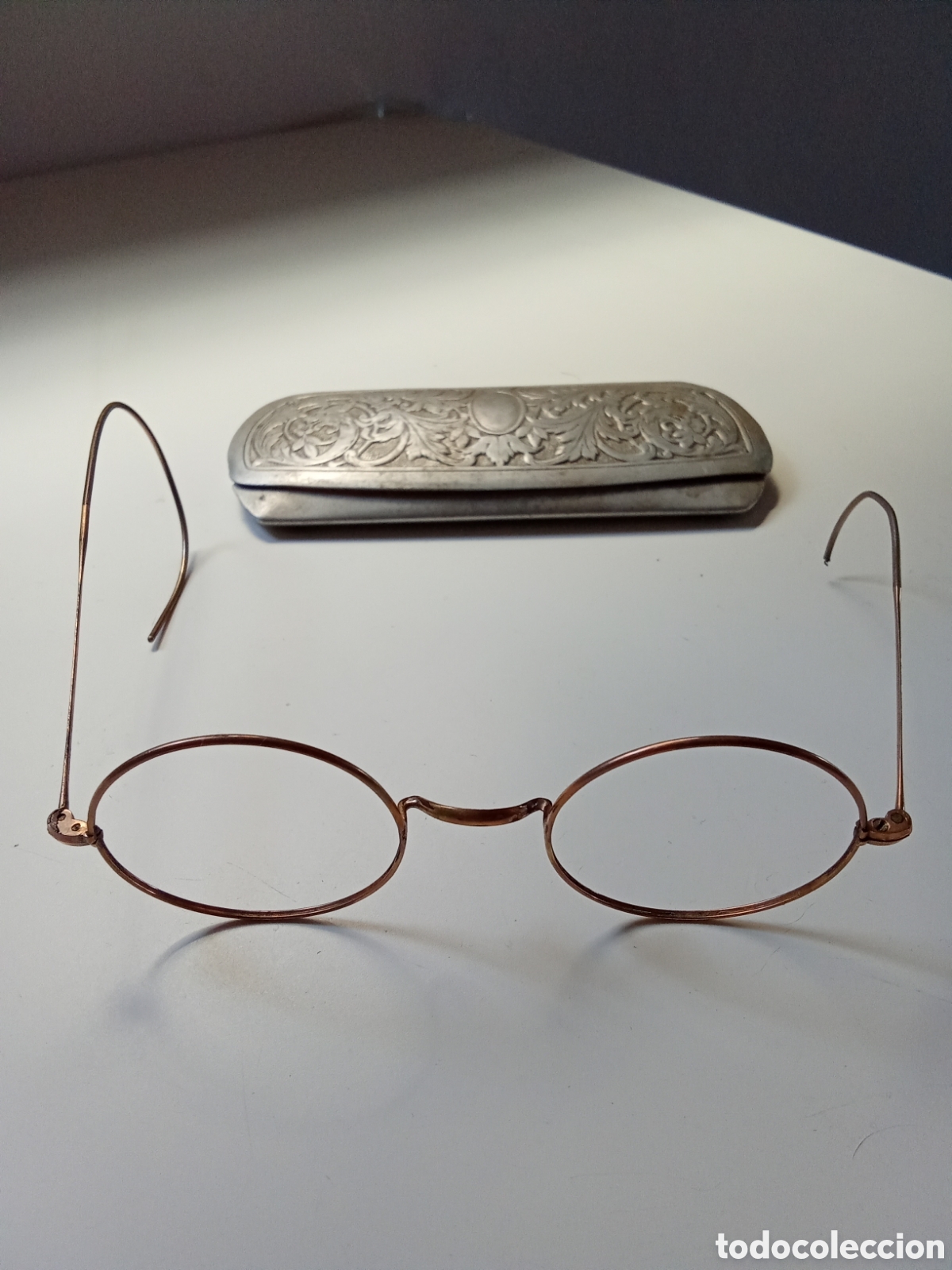 Antig&uuml;edades: Conjunto Montura gafas Windsor Gold Filled (c. 1900) con estuche Art Nouveau