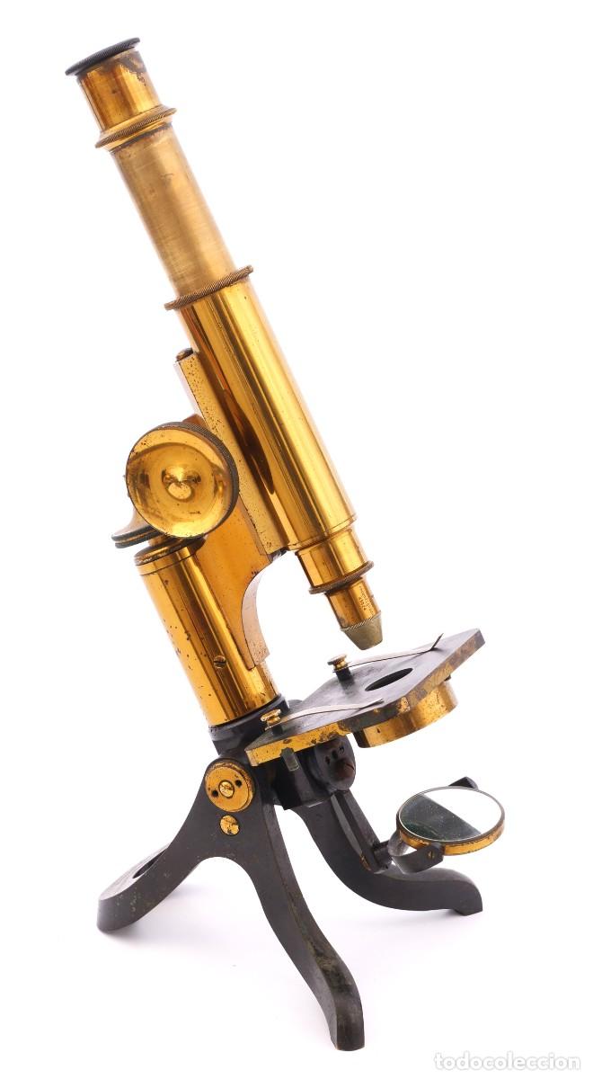 Antig&uuml;edades: Microscopio antiguo ingl&eacute;s H. Crouch (c.1875)