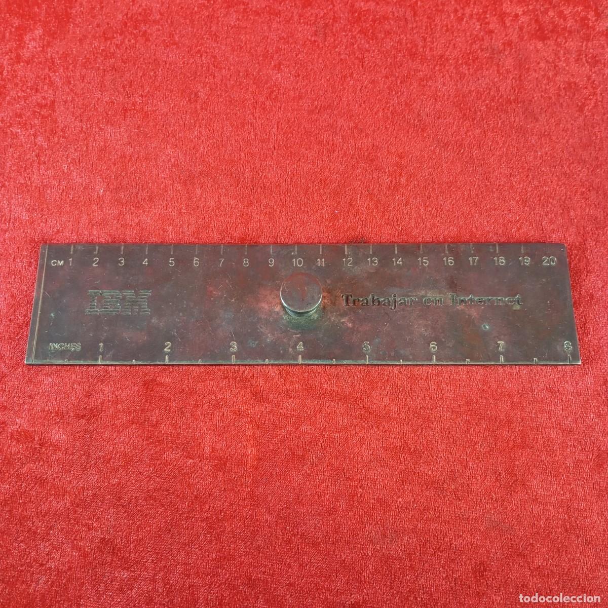 Antig&uuml;edades: REGLA T&Eacute;CNICA VINTAGE - DE METAL - IBM - TRABAJAR EN INTERNET - 210 X 50 MM / 2849