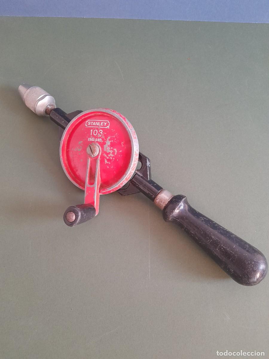 Antig&uuml;edades: taladro manual stanley 103, england, 32cm aprox, funcionando