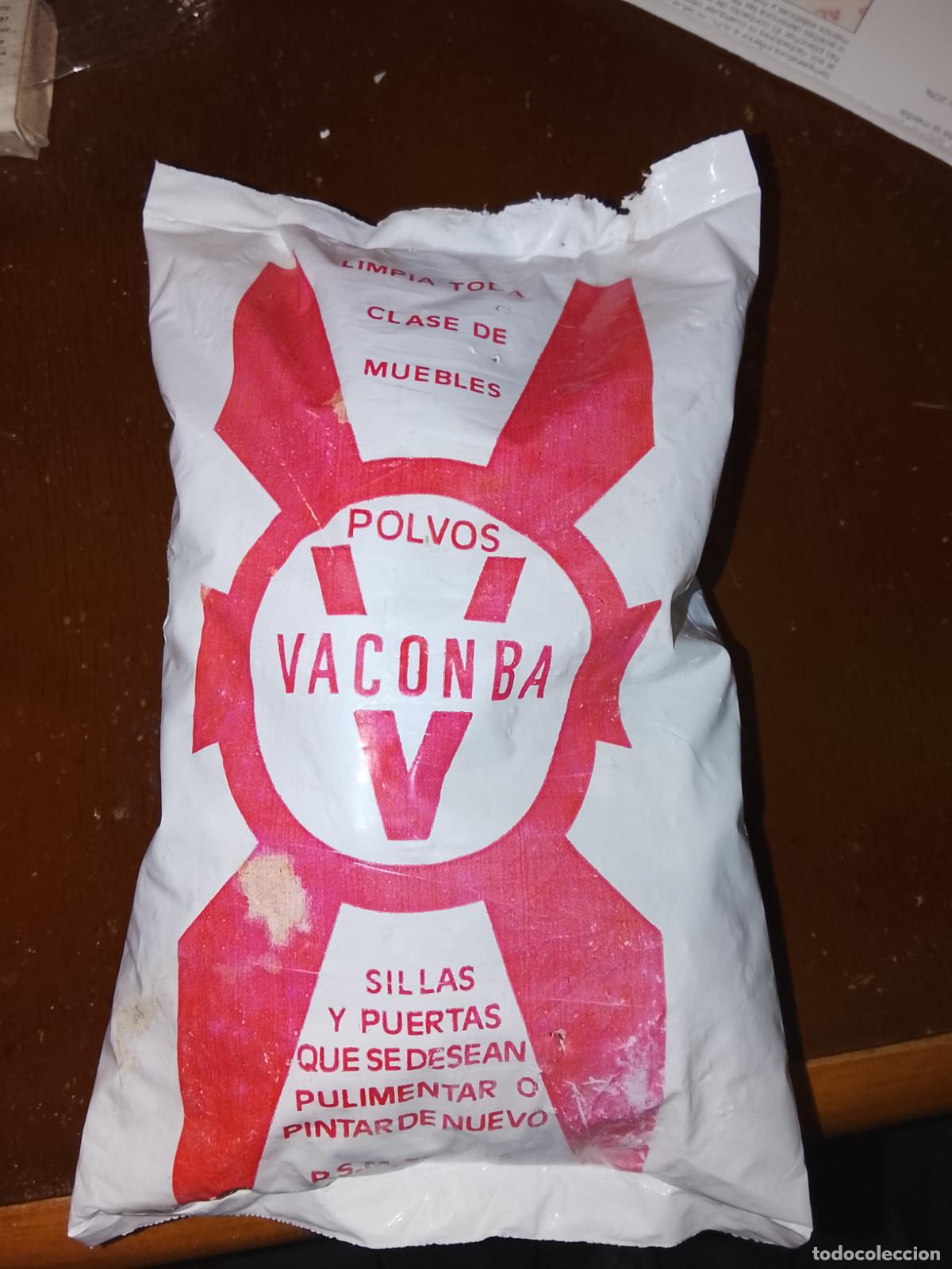 Antig&uuml;edades: &iexcl;PIEZA &Uacute;NICA! Antiguo Paquete Polvos VACONBA V - Restauraci&oacute;n de Muebles - 250g - Joya de Droguer&iacute;a