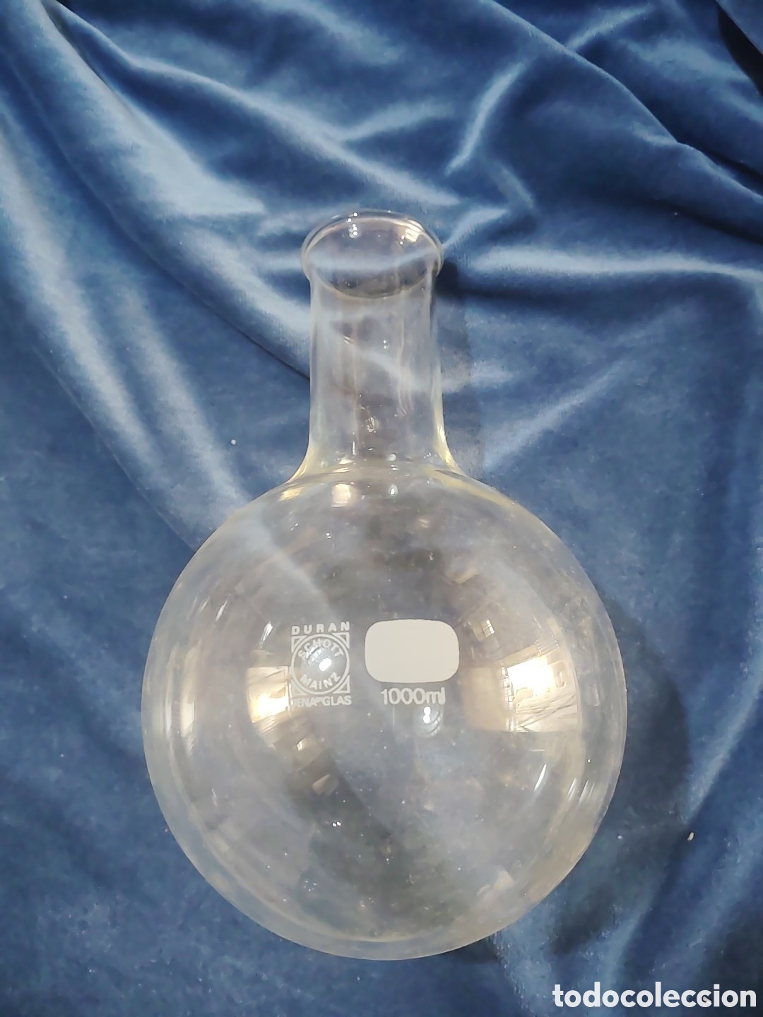 Antig&uuml;edades: Matraz Duran Gena Glas 1000 ml de fondo redondo. SCHOTT MAINZ