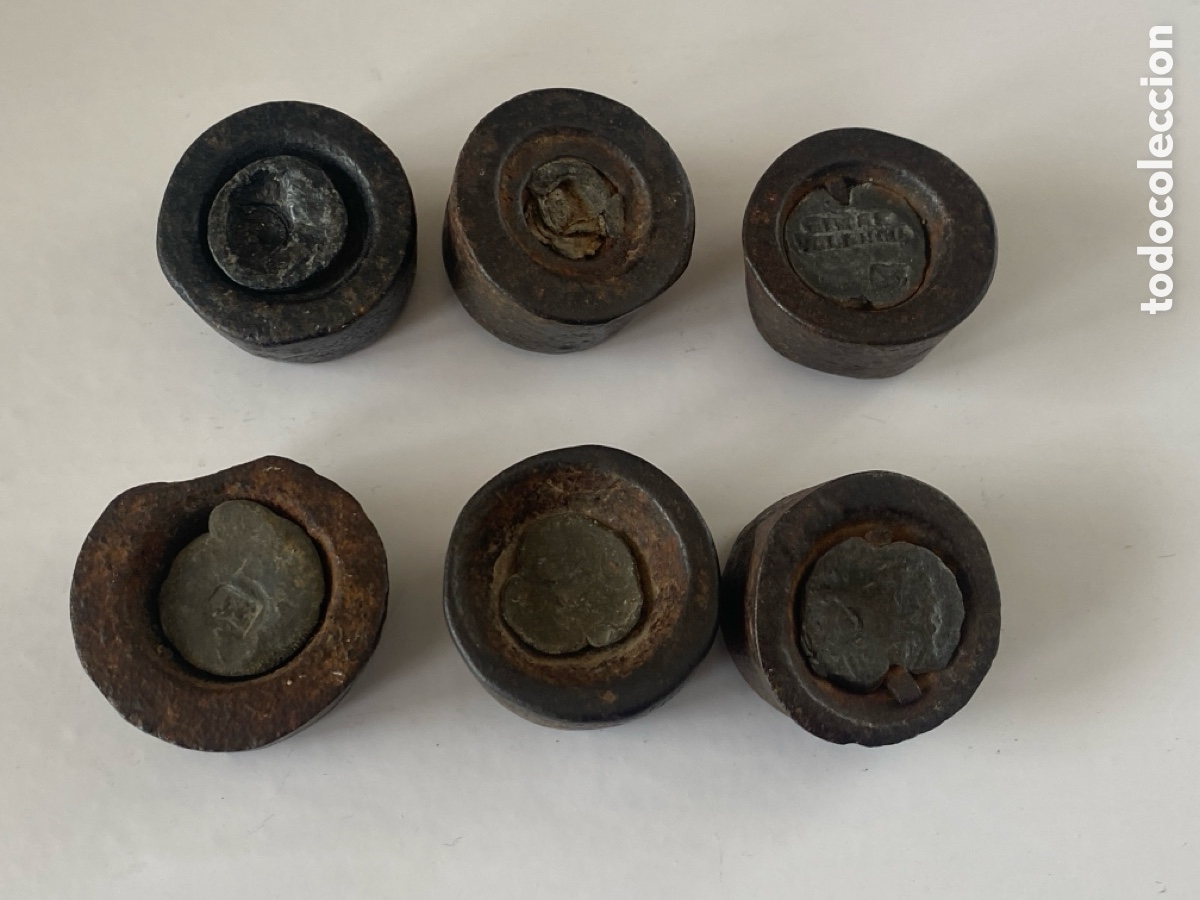 Antig&uuml;edades: Lote de 6 pesas peque&ntilde;as - Foto 6