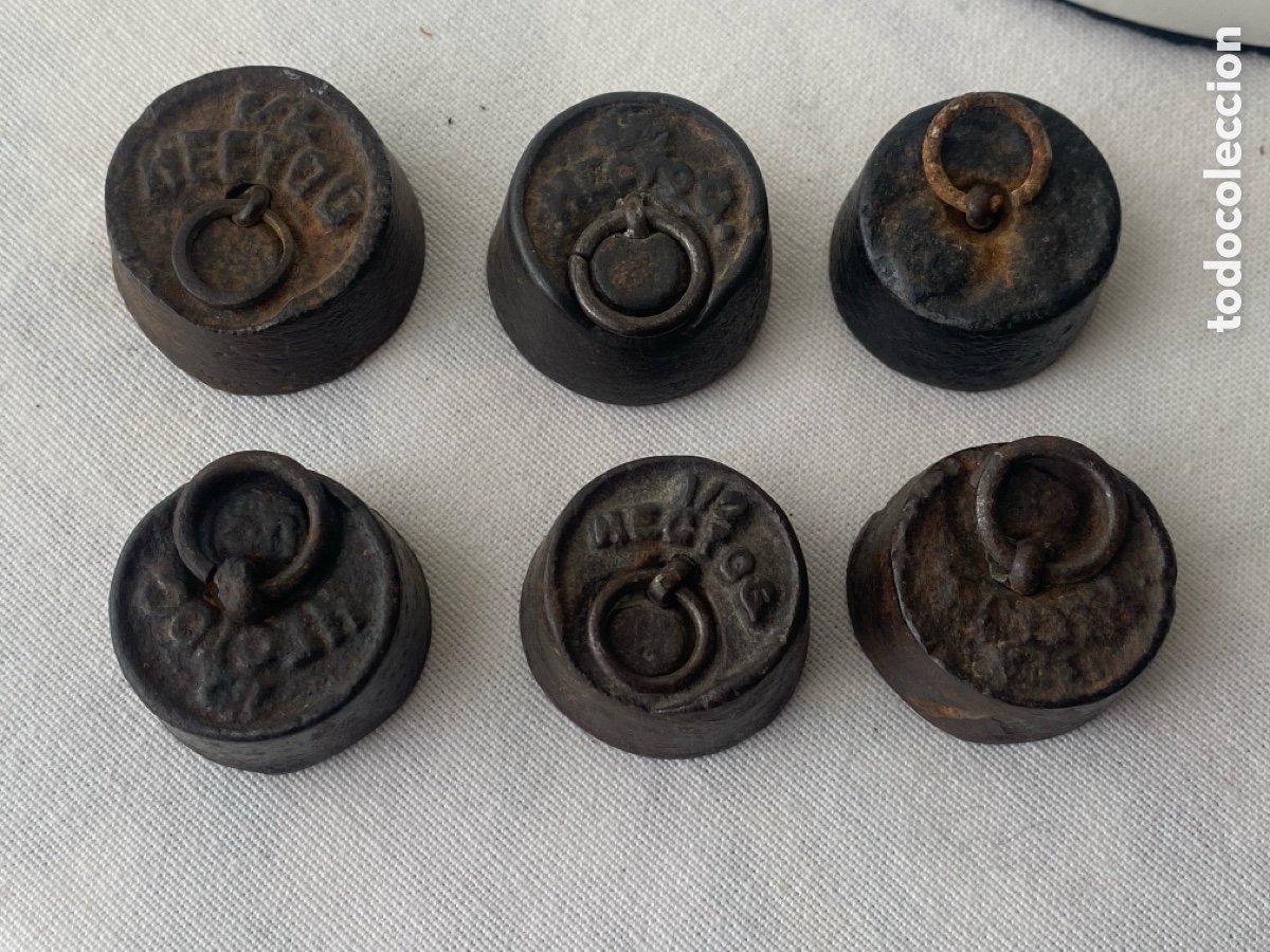 Antig&uuml;edades: Lote de 6 pesas peque&ntilde;as - Foto 7