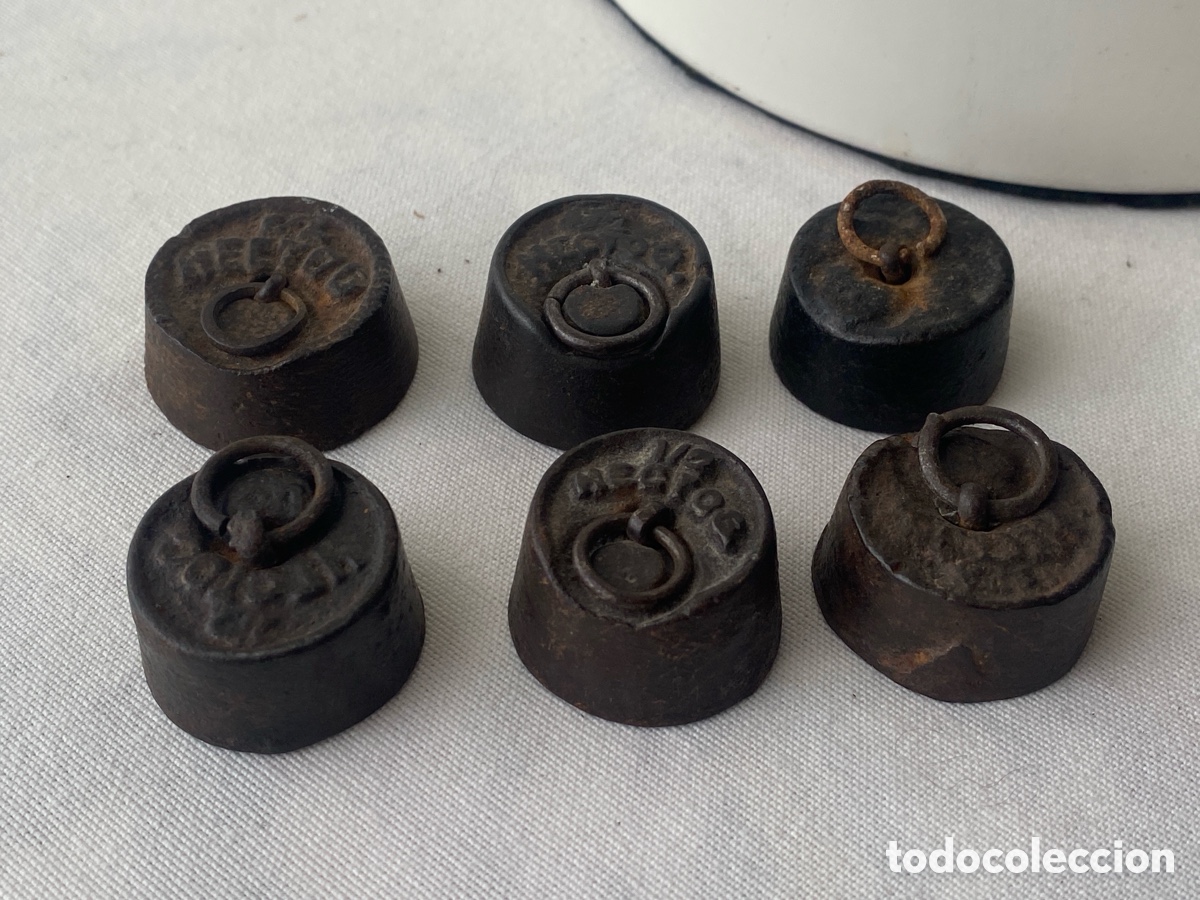 Antig&uuml;edades: Lote de 6 pesas peque&ntilde;as - Foto 8