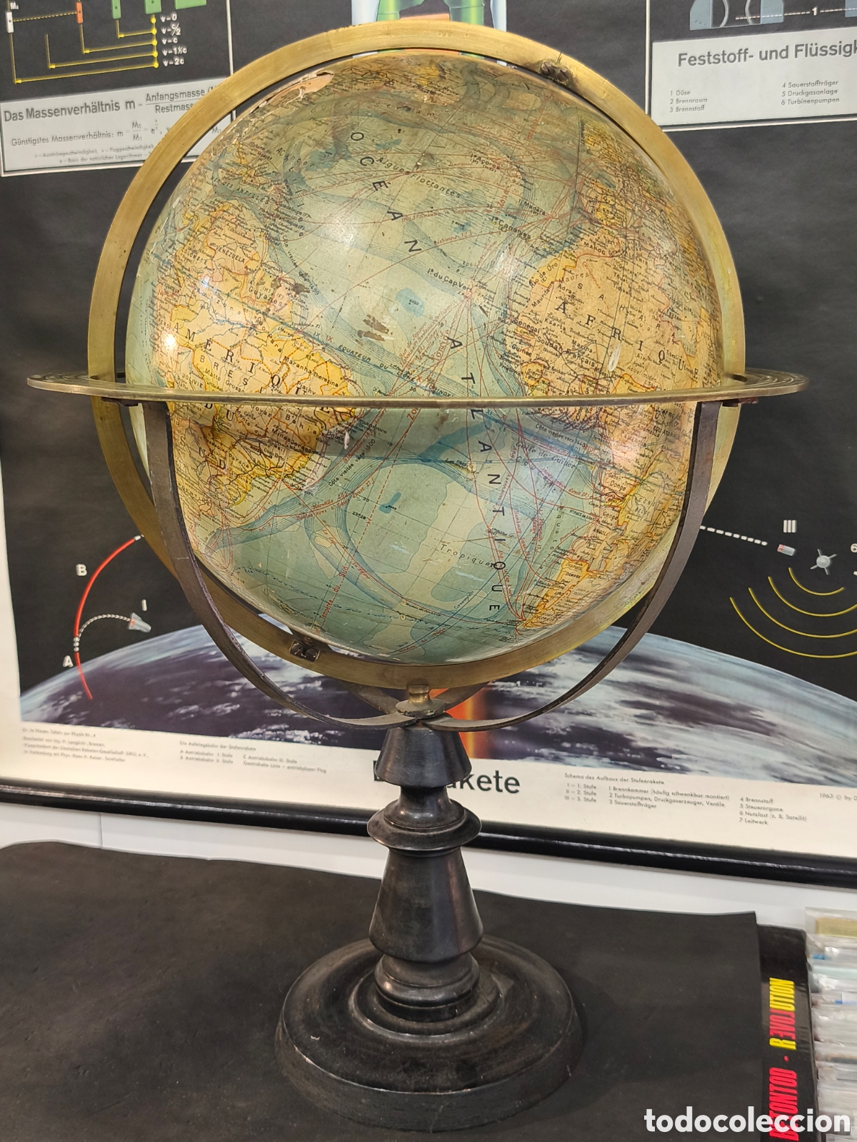 Antig&uuml;edades: Antiguo globo terr&aacute;queo J.Forest, 58cm alto