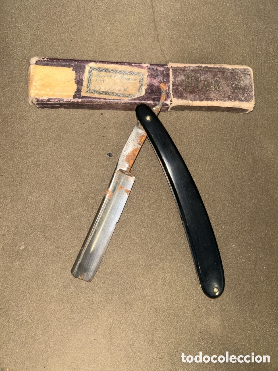 Antig&uuml;edades: NAVAJA DE BARBERO FILARM&Oacute;NICA 14 JOSE MONSERRAT POU, 1&rsquo;6 CM *VER FOTOS*